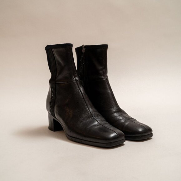 Vintage Prada Leather and Nylon Zip Up Ankle Boots - Picture 1 of 11
